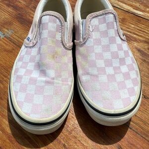 Vans Kids Pink Checkered Slip-On Shoes